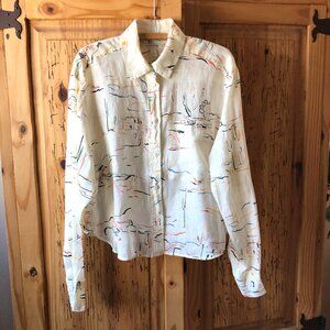 Banana Republic Linen Graphic Button Down